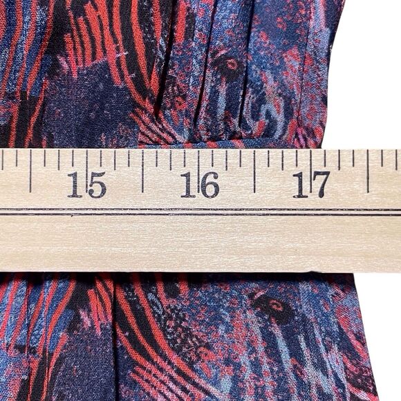IRO Dress Size 40 (US 8) Abstract Print Red Blue Long Sleeve Ruffle Hem EUC - Picture 14 of 16